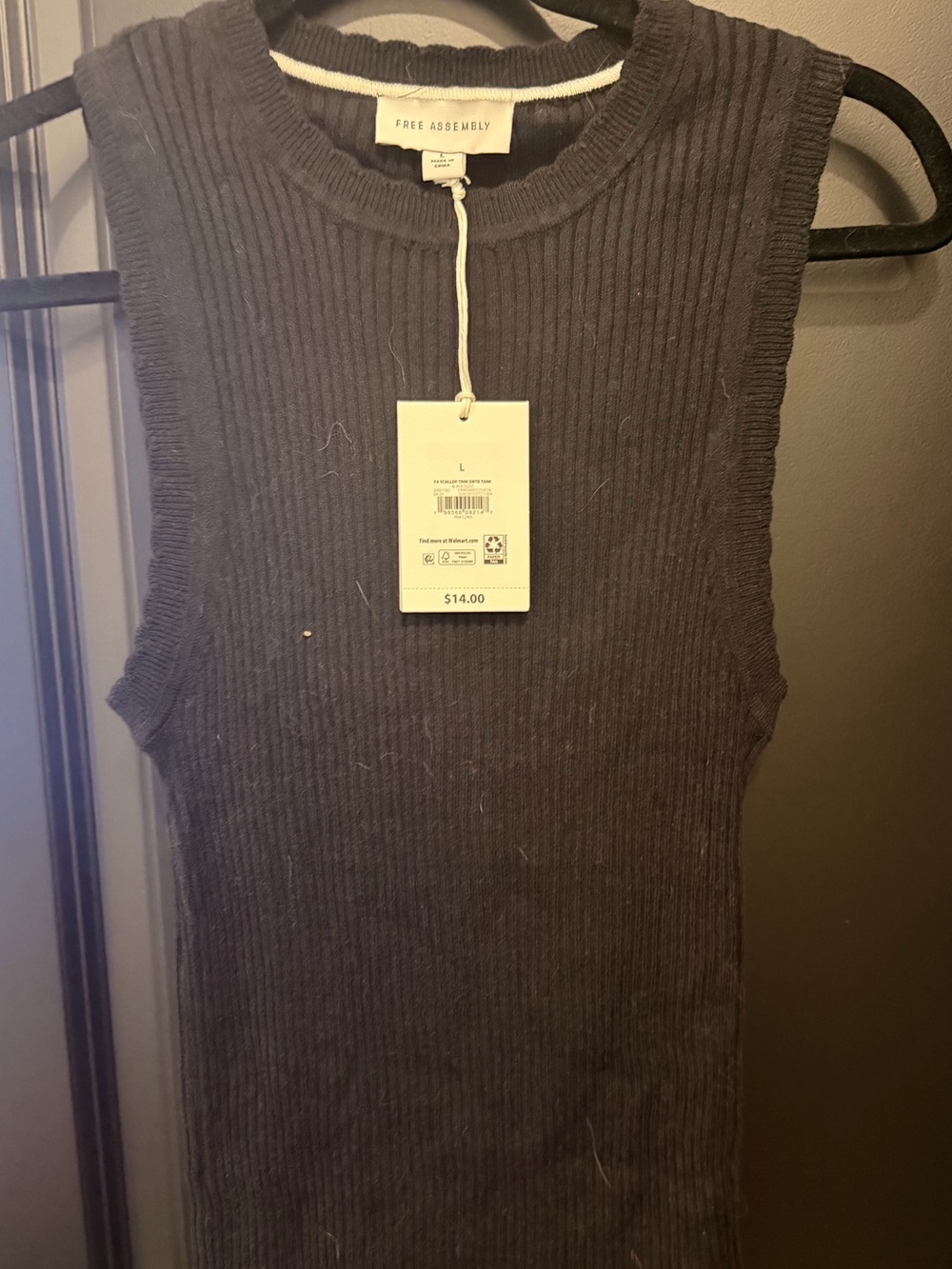 Free Assembly Black Ribbed Tank Top